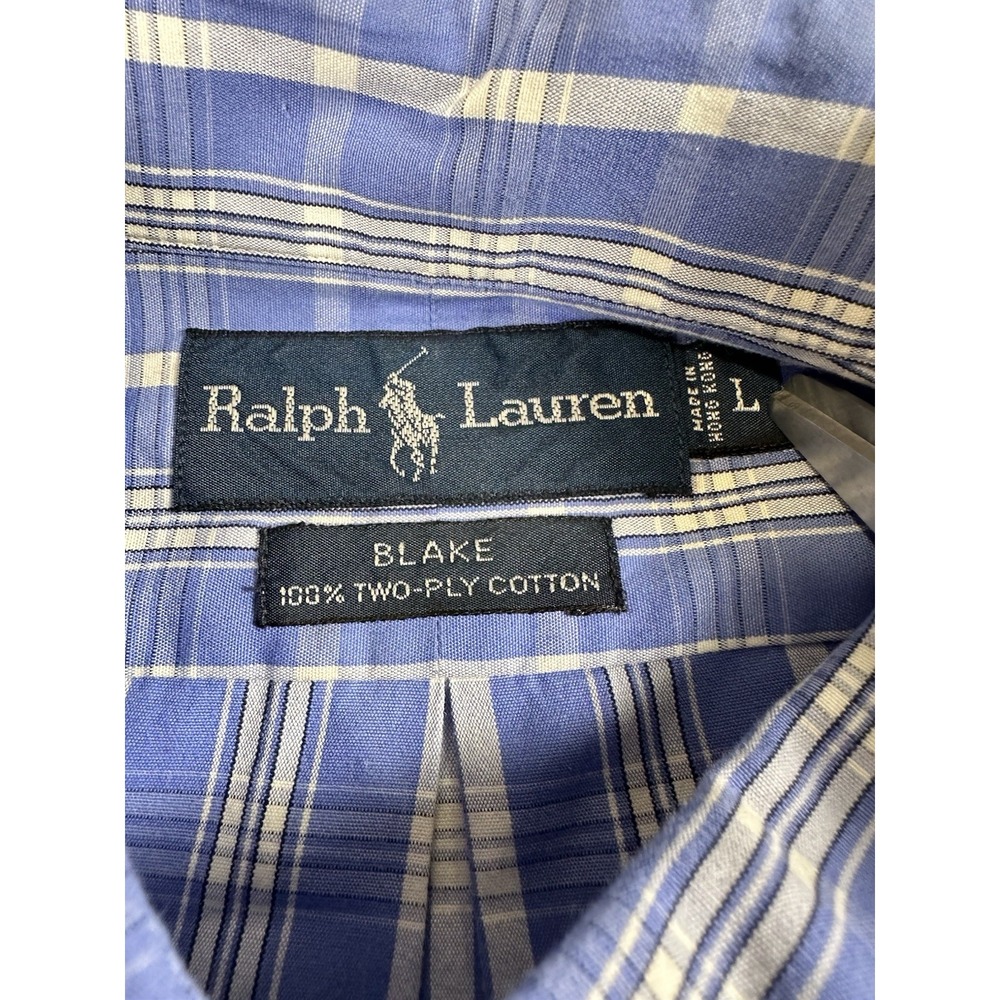 Ralph Lauren‎ Blake Blue Plaid Short Sleeve Shirt Cotton Casual Men Size L Work - Picture 3 of 6